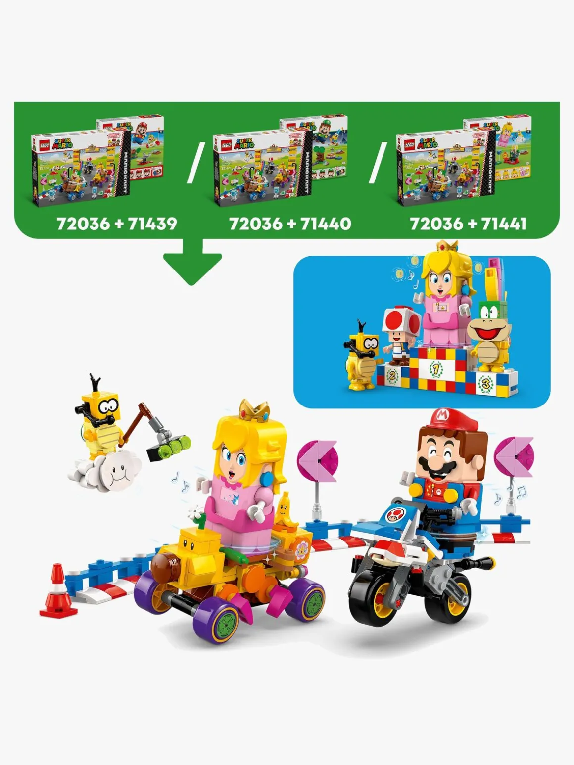LEGO Super Mario 72036 Mario Kart – Baby Peach og Grand Prix-sæt