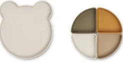 LIEWOOD Arne Mr Bear Opdelt Tallerken Silikone, Sandy Multi