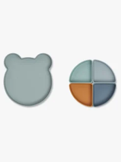 LIEWOOD Arne Opdelt Tallerken Silikone, Mr Bear Blue Fog Multi Mix