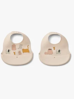 LIEWOOD Ember Mønstret Hagesmæk 2-pak, Cats & Dogs/Sandy