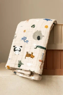 LIEWOOD Lewis Tæppe/ Stofble i Musselin 2-pak, Around the world/Sandy