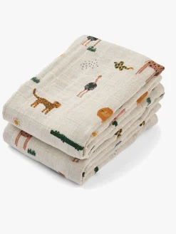 LIEWOOD Lewis Tæppe/ Stofble i Musselin 2-pak, Safari/Sandy