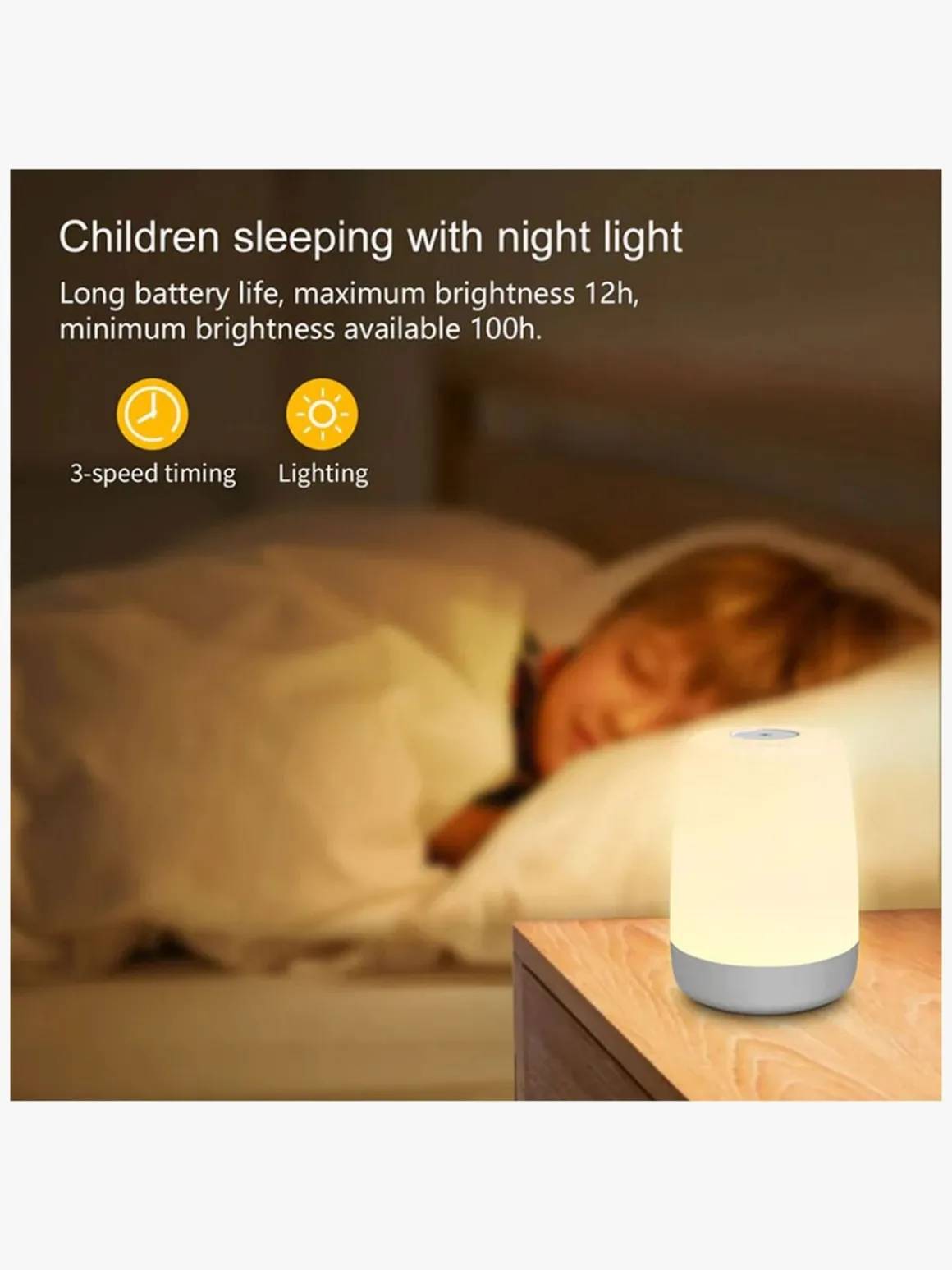 Lippa Colorful Touch Natlampe Timer, Hvid