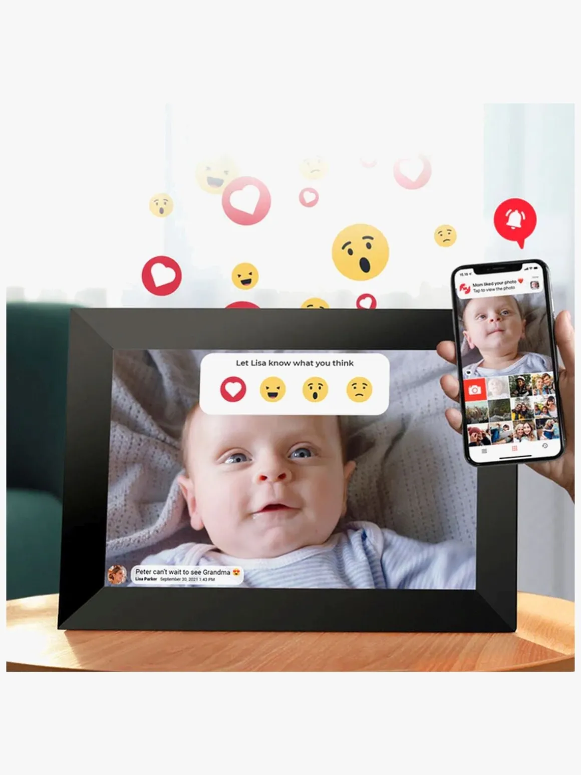 Lippa Frameo Digital Fotoramme 10", Sort