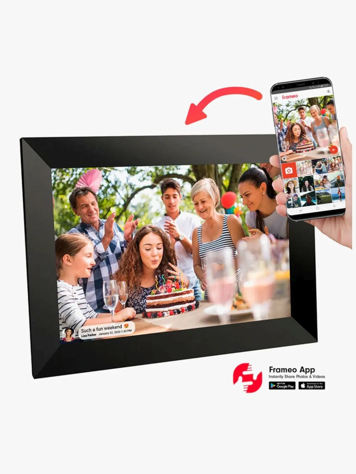 Lippa Frameo Digital Fotoramme 10", Sort