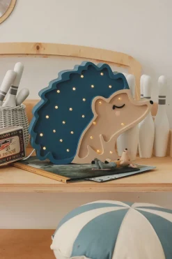 Little Lights Lampe Pindsvin, Træ/Blå