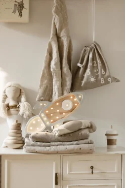 Little Lights Lampe Rumraket, Grey Wood