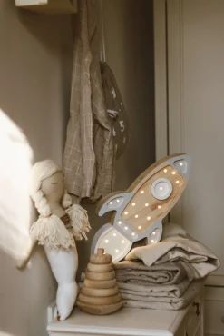 Little Lights Lampe Rumraket, Grey Wood