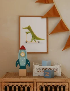 Little Lights Mini Lampe Rumraket, Blå