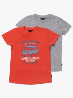 Luca & Lola Riccione T-Shirt 2-pak, Red/Grey Melange