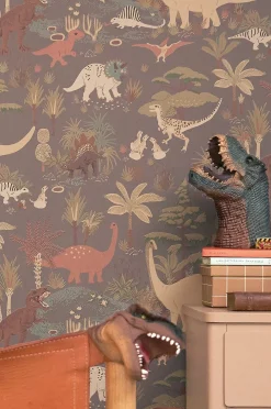 Majvillan Tapet Dinosaur Vibes, Evening Grey