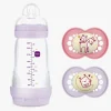 MAM Original Night Silikone Sutter 2-pak & Easy Start Sutteflaske Anti-kolik 260 ml, Pink