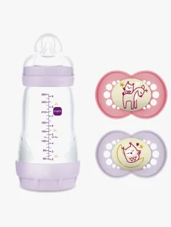 MAM Original Night Silikone Sutter 2-pak & Easy Start Sutteflaske Anti-kolik 260 ml, Pink