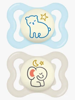 MAM Supreme Night Silikone Sut 0-6m 2-pak, Blå/Neutral