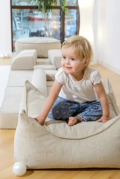 Meowbaby Puf Kvadrat Slimcord, Sandfarvet