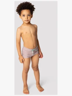 MINI A TURE Gerryan Badeshorts, Acorn Brown Stripes