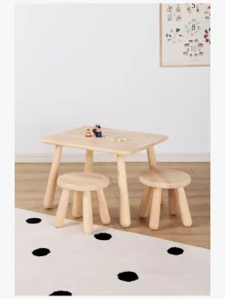 Minitude Nordic Rektangulært Bord & Runde Skamler, Natur