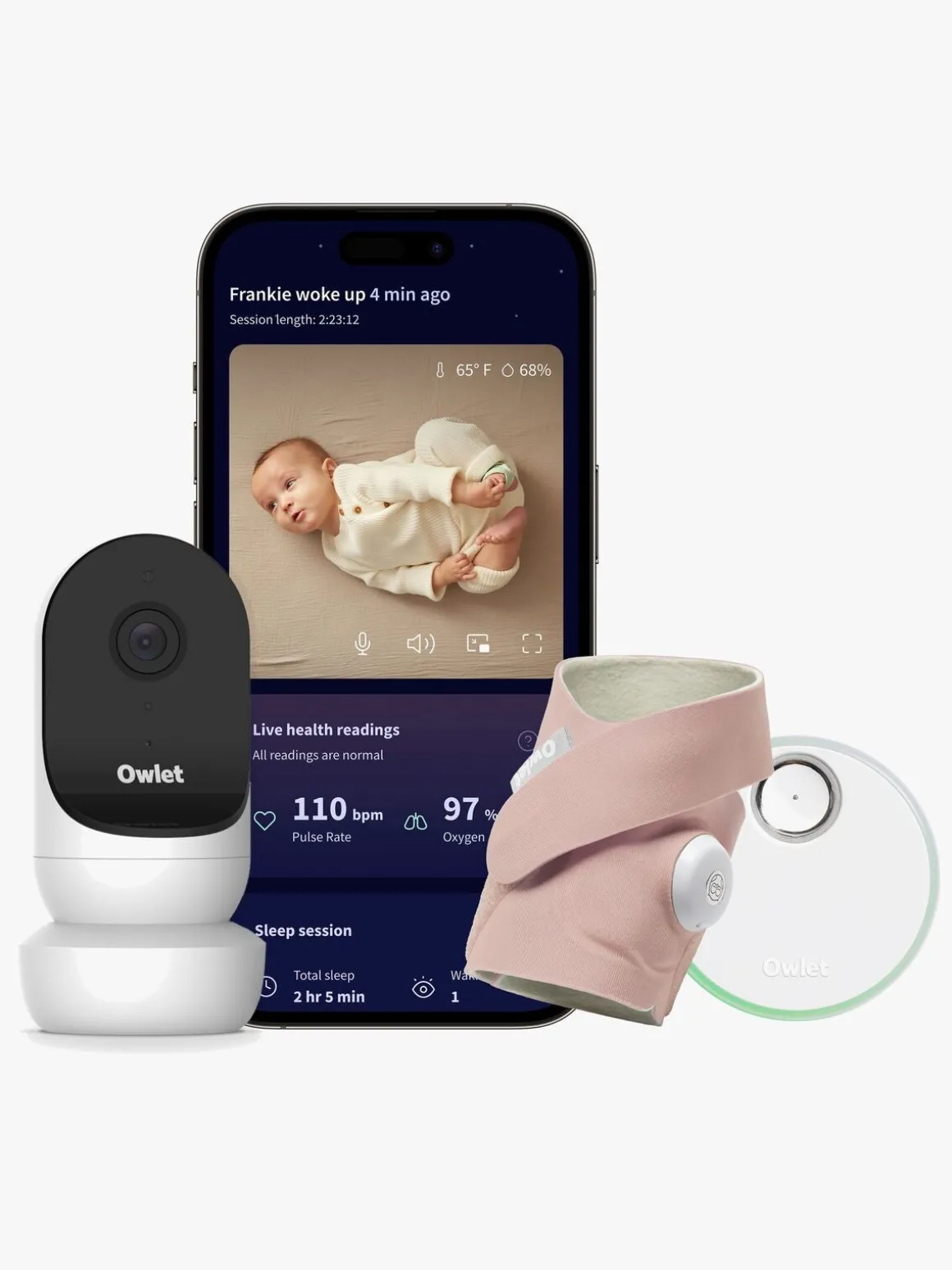 Owlet Dream Sock Babyalarm inkl. Owlet Cam 2, Dusty Rose