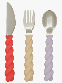 OYOY Mellow Bestik 3-pak, Lavender/Vanilla/Cherry Red