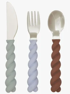 OYOY Mellow Bestik 3-pak, Pale Mint/Choko/Ice Blue