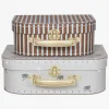 OYOY Mini Suitcase Elephant & Stripe Opbevaringstaske, Pale Blue