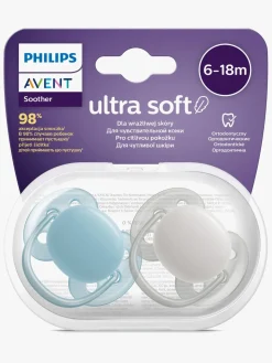 Philips Avent Ultra Soft Sut 6-18m 2-Pak, Blå/Hvid