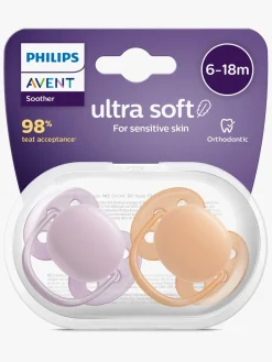 Philips Avent Ultra Soft Sut 6-18m 2-Pak, Lilla/Orange