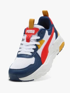 Puma Trinity Lite Jr Sneakers, White/Fierce Red/Persian Blue