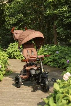 QPlay Rito Delux 6-i-1 Sammenklappelig Trehjulet Cykel, Brun