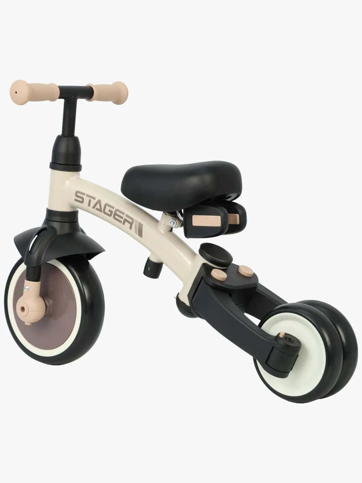 QPlay Stager 3-i-1 Transformerbar Trehjulet Cykel, Brun