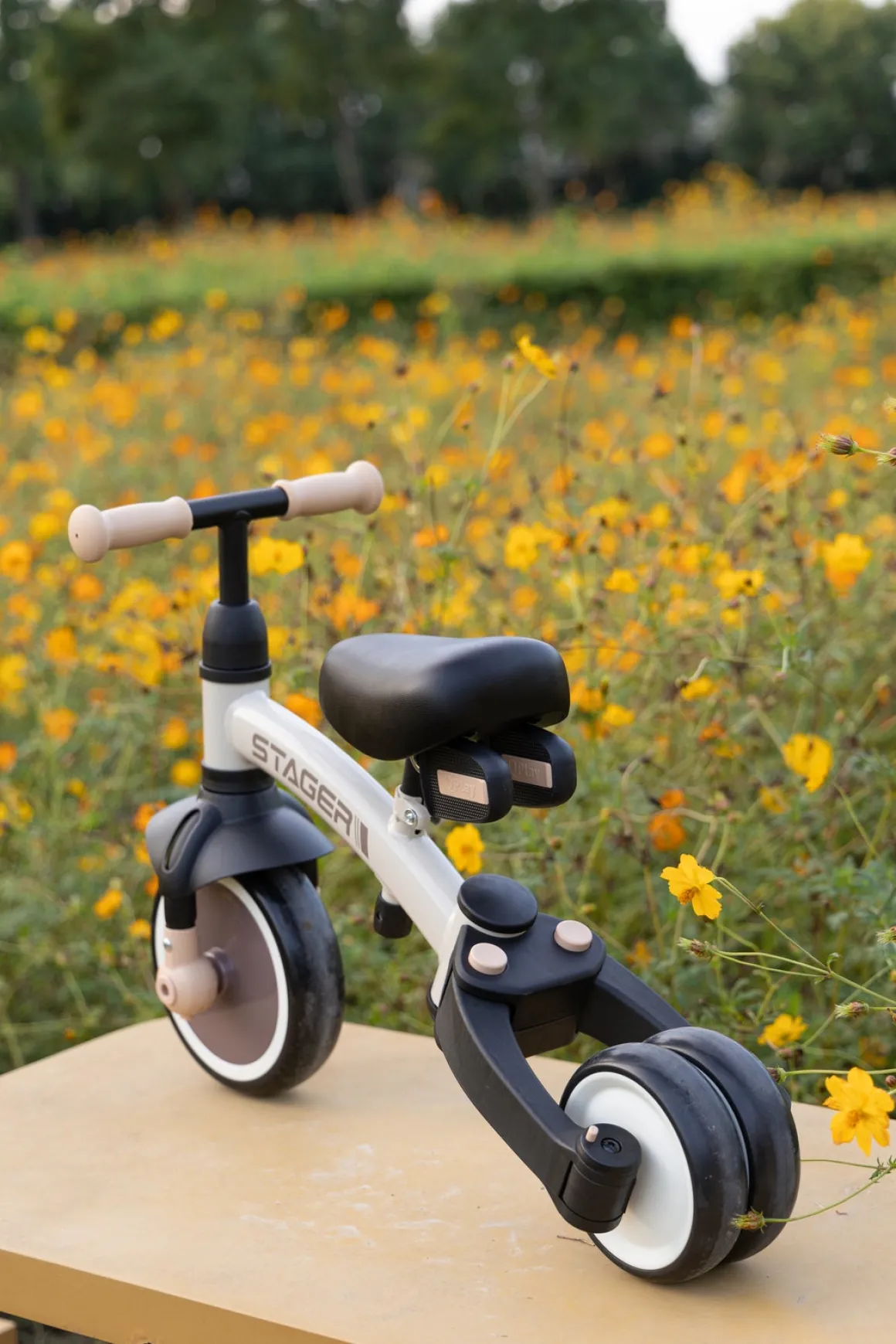 QPlay Stager 3-i-1 Transformerbar Trehjulet Cykel, Brun