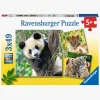 Ravensburger Puslespil Panda, Lion and Tiger 3x49 Brikker