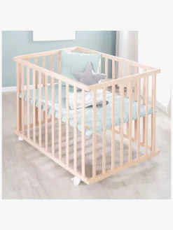 Roba Style Kravlegård med Hjul, Wood & Green