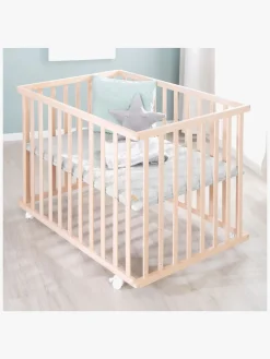 Roba Style Kravlegård med Hjul, Wood & Grey