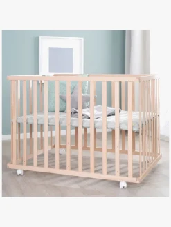 Roba Style Kravlegård med Hjul, Wood & Grey