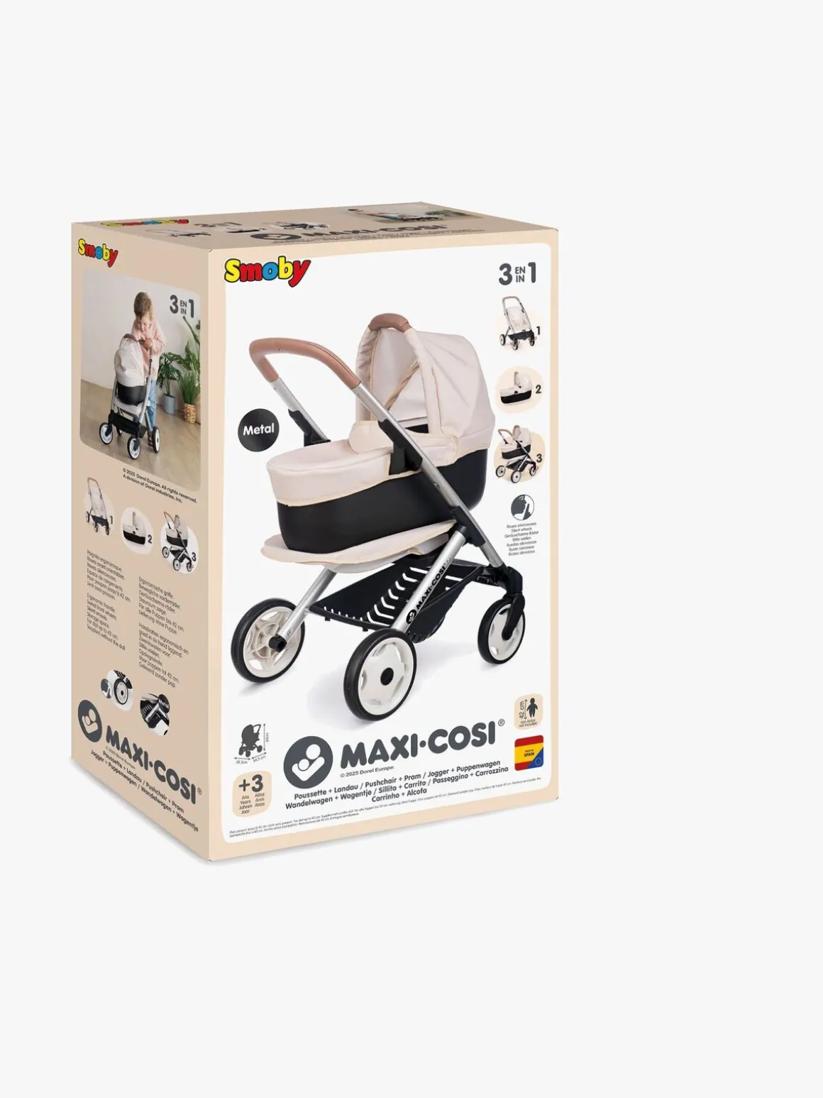Smoby MAXI-COSI Dukkevogn 3-i-1, Beige