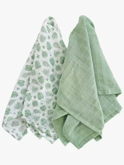 Summerville Organic Tæppe/ Stofble i Musselin 2-pak Øko, Tropical/Green