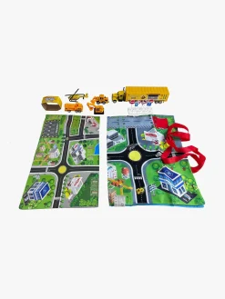 Suntoy Container Truck Legesæt med Måtte 14 Dele Arbejdskøretøj