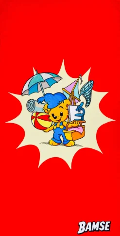 Swimpy Bamse Verdens Stærkeste Bjørn Stranden Badehåndklæde, Rød