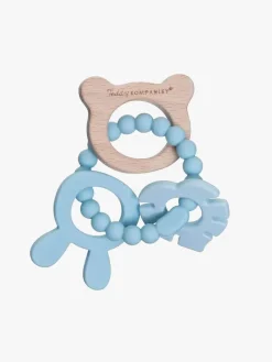 Teddykompaniet  Silikone & træ Bidering, Teal