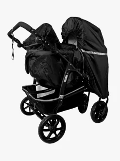 Tiny Travel Dobbelt Regnslag Søskendevogn, Sort