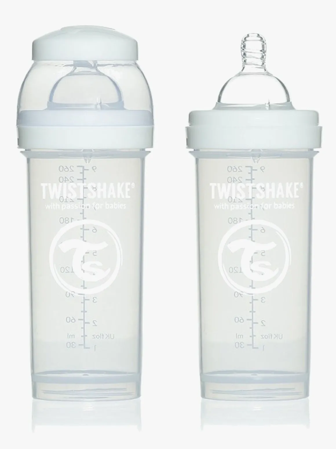 TwistShake Sutteflaske Anti-Kolik 260 ml, Hvid