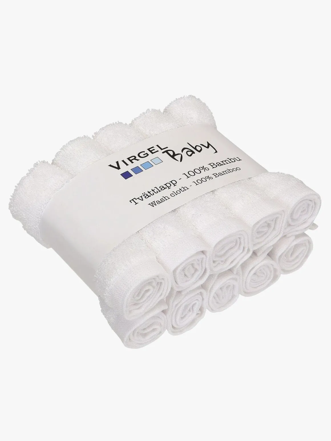Virgel Vaskeklud Bambus 10-Pak, Hvid